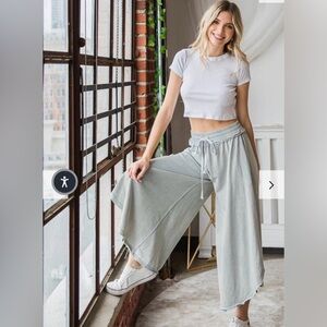 Oli & Hali Soft Gray Blue Mineral Wash Wide-Leg Pants NWT